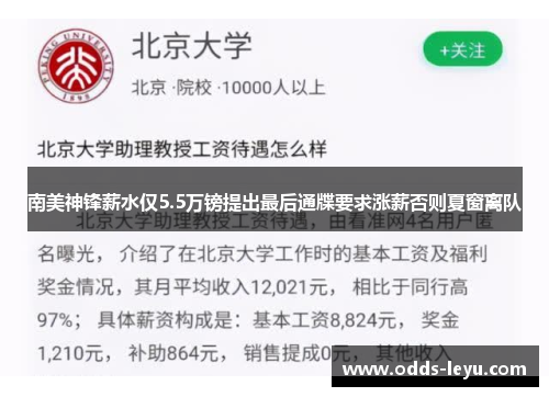 南美神锋薪水仅5.5万镑提出最后通牒要求涨薪否则夏窗离队