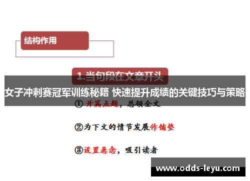 女子冲刺赛冠军训练秘籍 快速提升成绩的关键技巧与策略