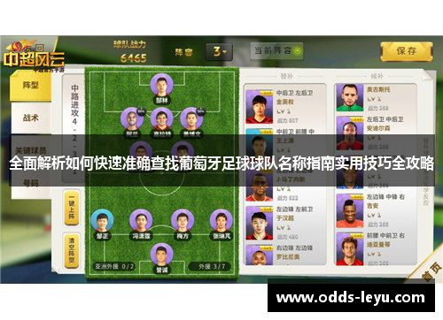 全面解析如何快速准确查找葡萄牙足球球队名称指南实用技巧全攻略 全面解析如何快速准确查找葡萄牙足球球队名称指南实用技巧全攻略